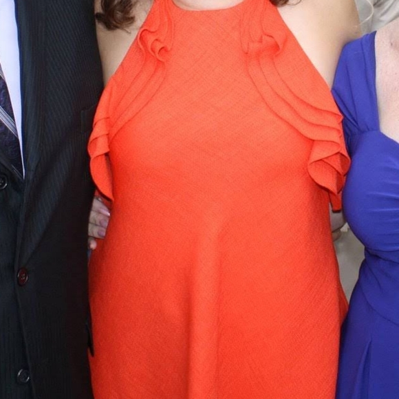 Trendy Linen Orange Badgley Mischka dress - Picture 3 of 10